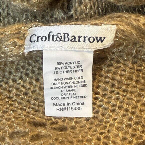 Croft & Barrow Scarf Gold Shimmer Knit 21"x75" Lightweight - Picture 4 of 5